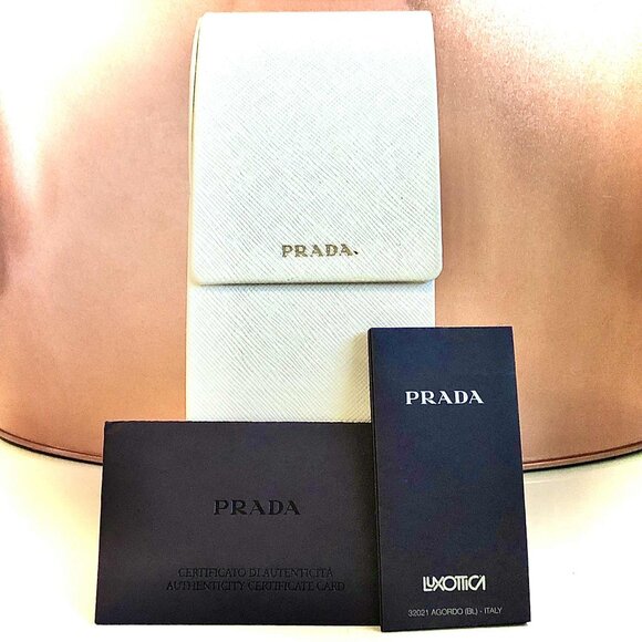 NWT PRADA Saffiano Leather Case Sunglasses Glasses Italy Luxottica Cert of Auth - Picture 2 of 8